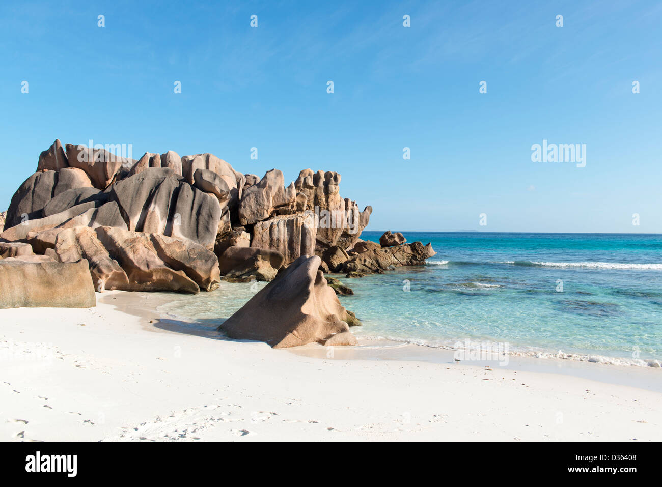 coco beach in La Digue island. Seychelles Stock Photo