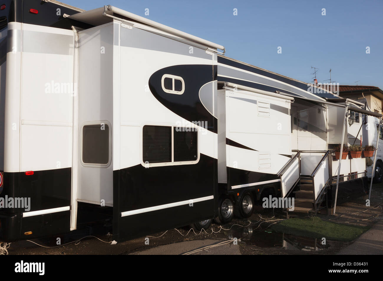 Mobile home on wheels Stock Photo
