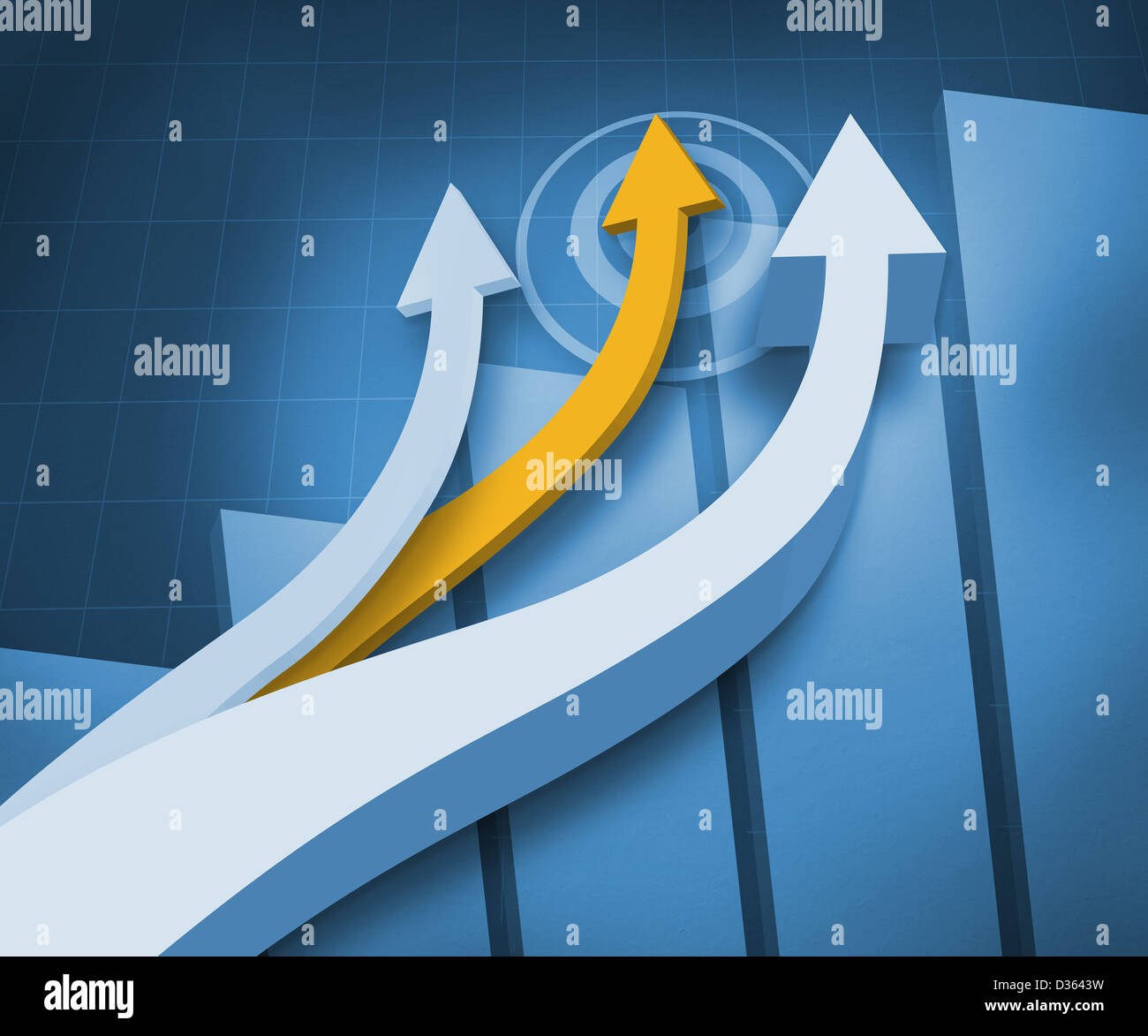 White arrows blue background hi-res stock photography and images - Alamy