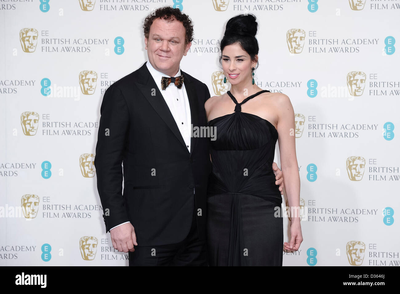 London, UK. Feb 10th, 2013. Presenters John C. Reilly and Sarah Silverman pose in the press room at the EE British Academy Film Awards at The Royal Opera House on February 10, 2013 in London, England. Credit: London Entertainment/Alamy Live News Stock Photo