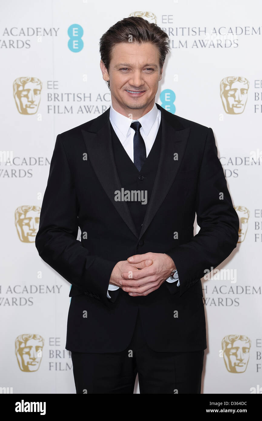 London, UK. Feb 10th, 2013. Jeremy Renner poses in the press room at the EE British Academy Film Awards at The Royal Opera House on February 10, 2013 in London, England. Credit: London Entertainment/Alamy Live News Stock Photo