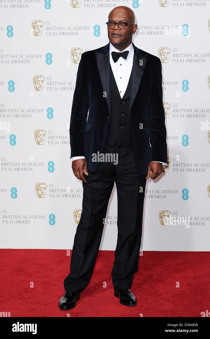 London, UK. Feb 10th, 2013. Presenter Samuel L. Jackson poses in the press room at the EE British Academy Film Awards at The Royal Opera House on February 10, 2013 in London, England. Credit: London Entertainment/Alamy Live News Stock Photo