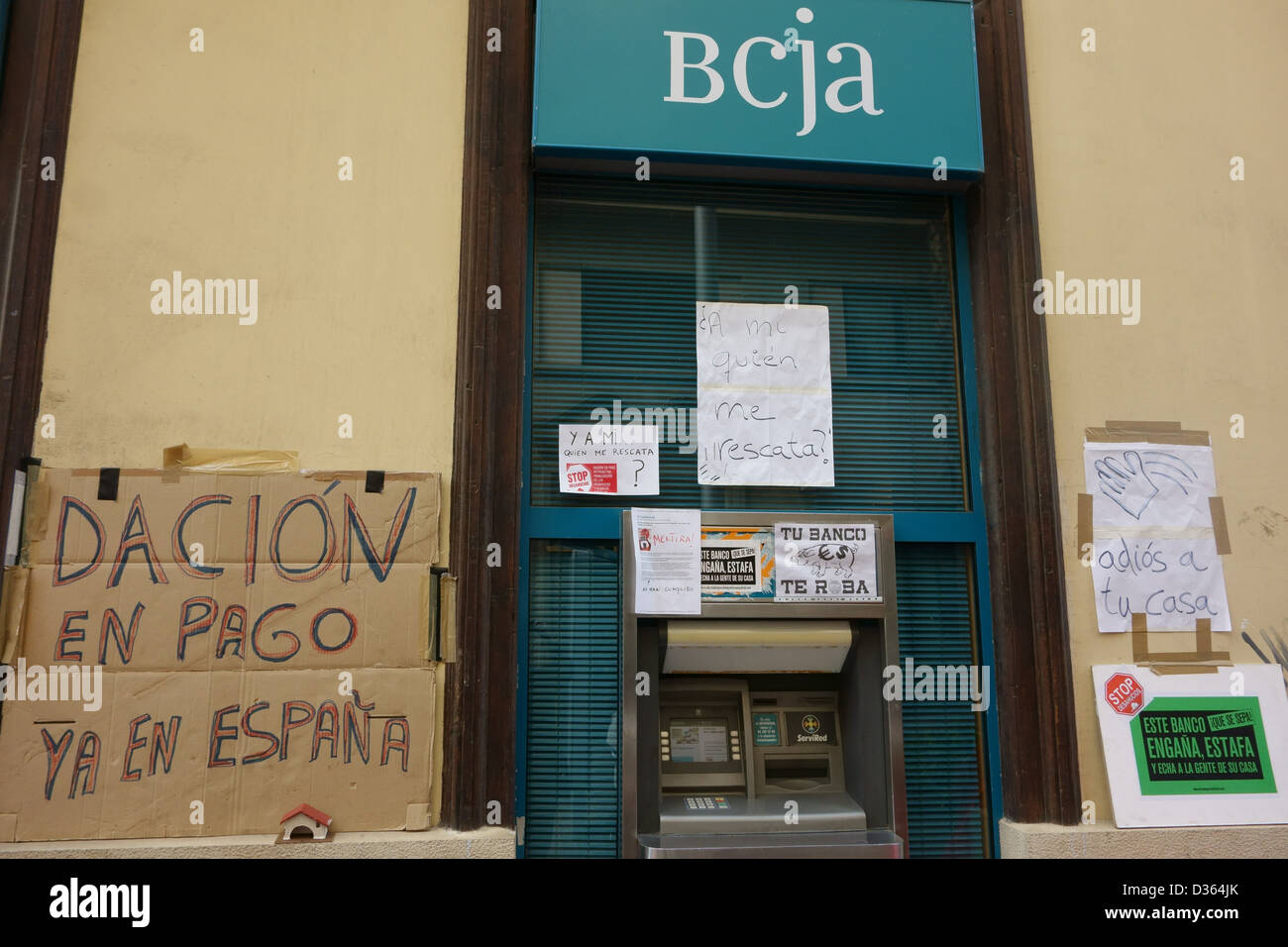 Protest against bank evictions in Spain - Santa Cruz de Tenerife, Canary Islands Stock Photo