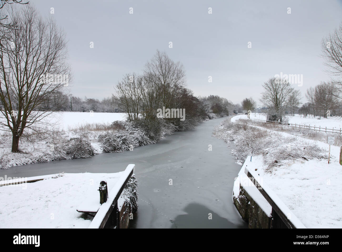 A winter scene at Beeleigh Lock on the Chelmer and Blackwater