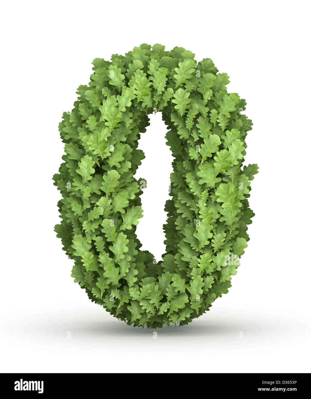 Number 0 from green leaves Stock Photo