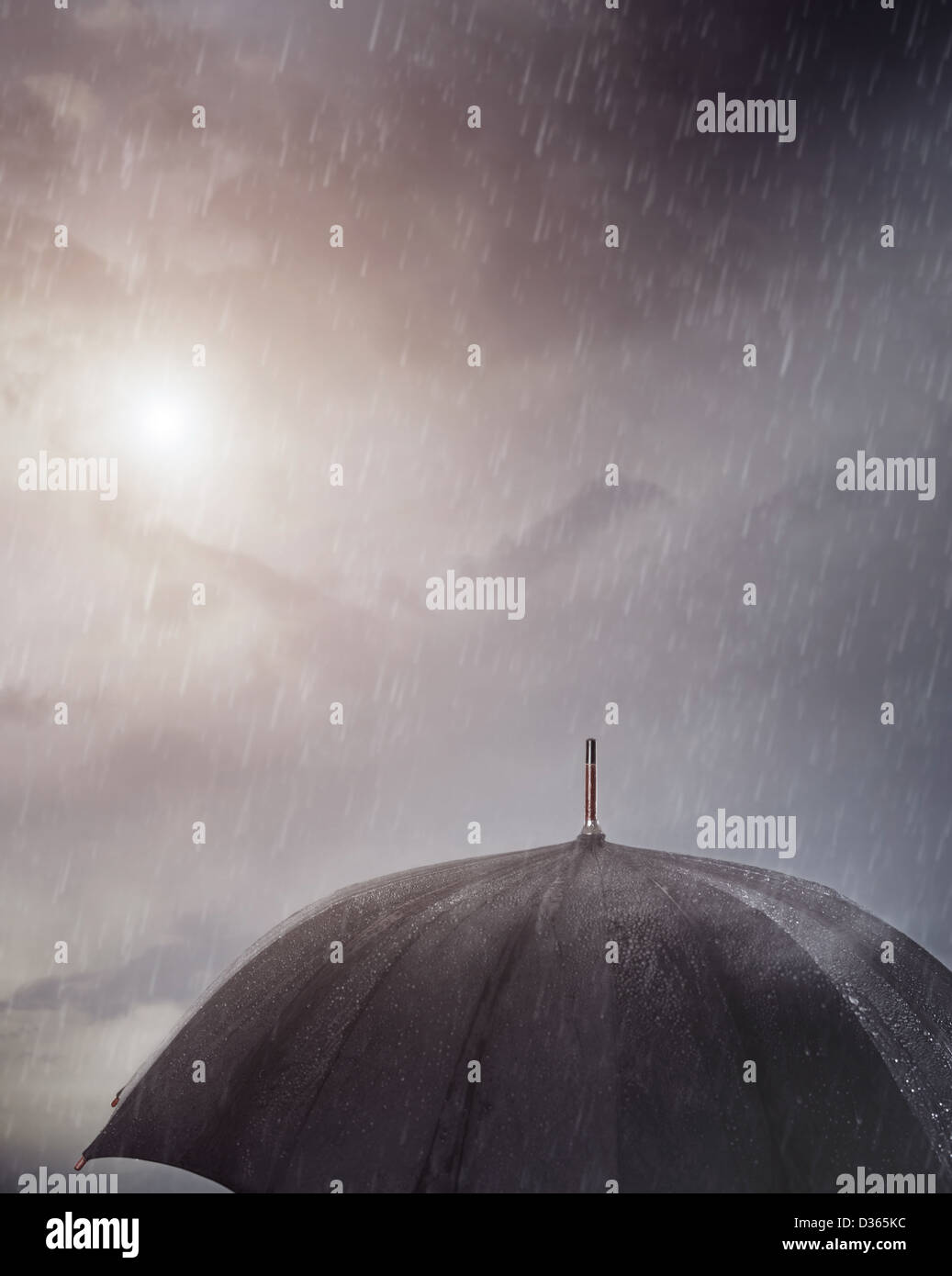 Wet umbrella under the rain Stock Photo Alamy