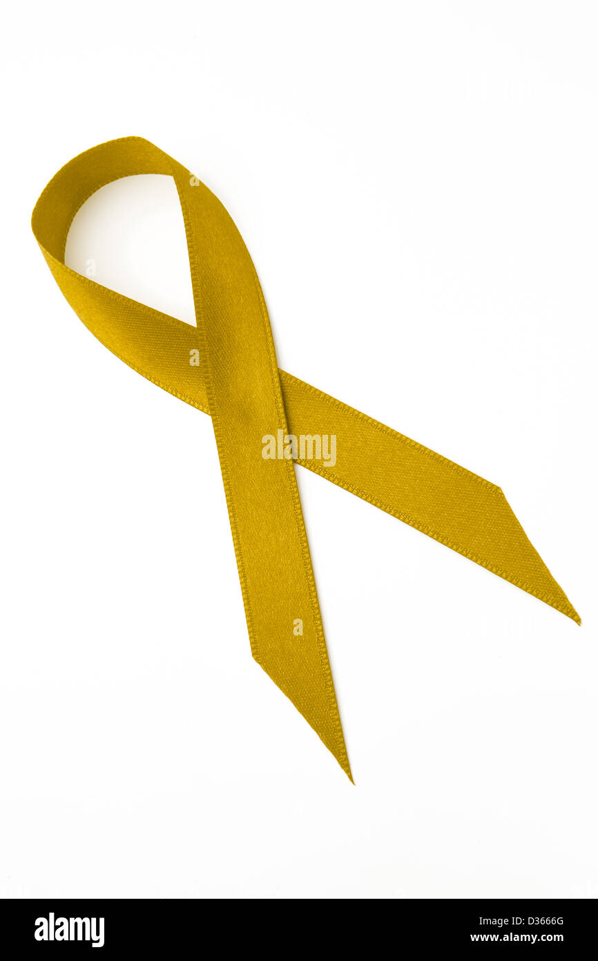 Yellow awareness ribbon Stock Photo Alamy