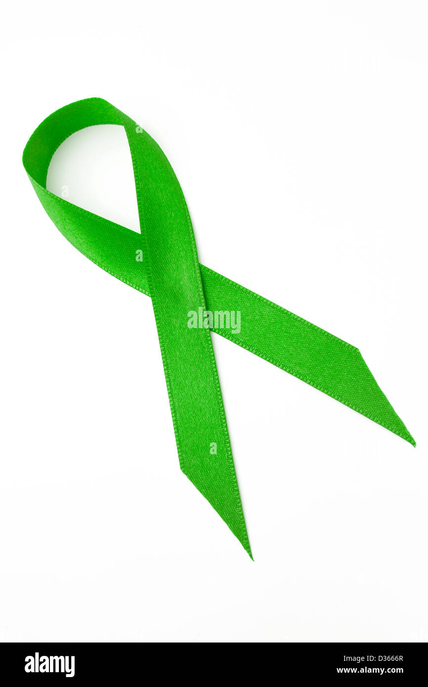 Green ribbon for awareness Stock Photo