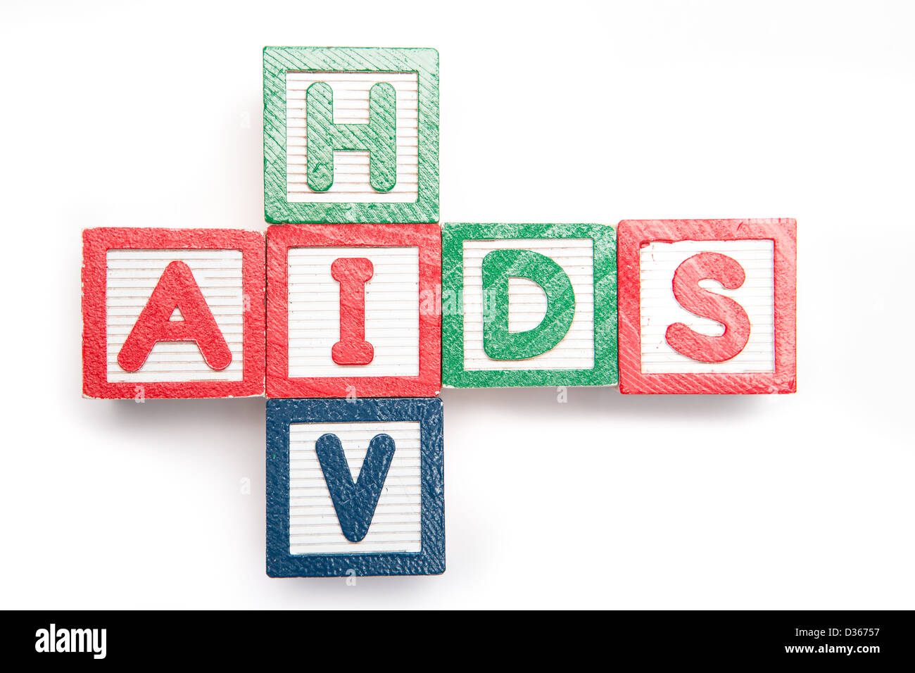 Wood blocks spelling aids and hiv in a cross shape on its side Stock Photo