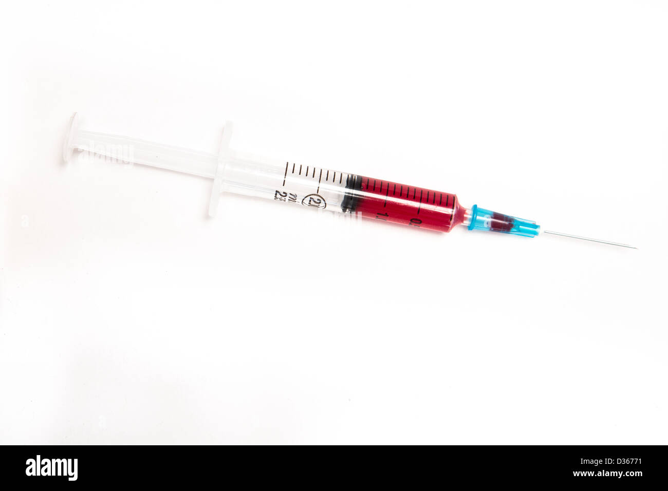 Syringe filled with blood Stock Photo Alamy