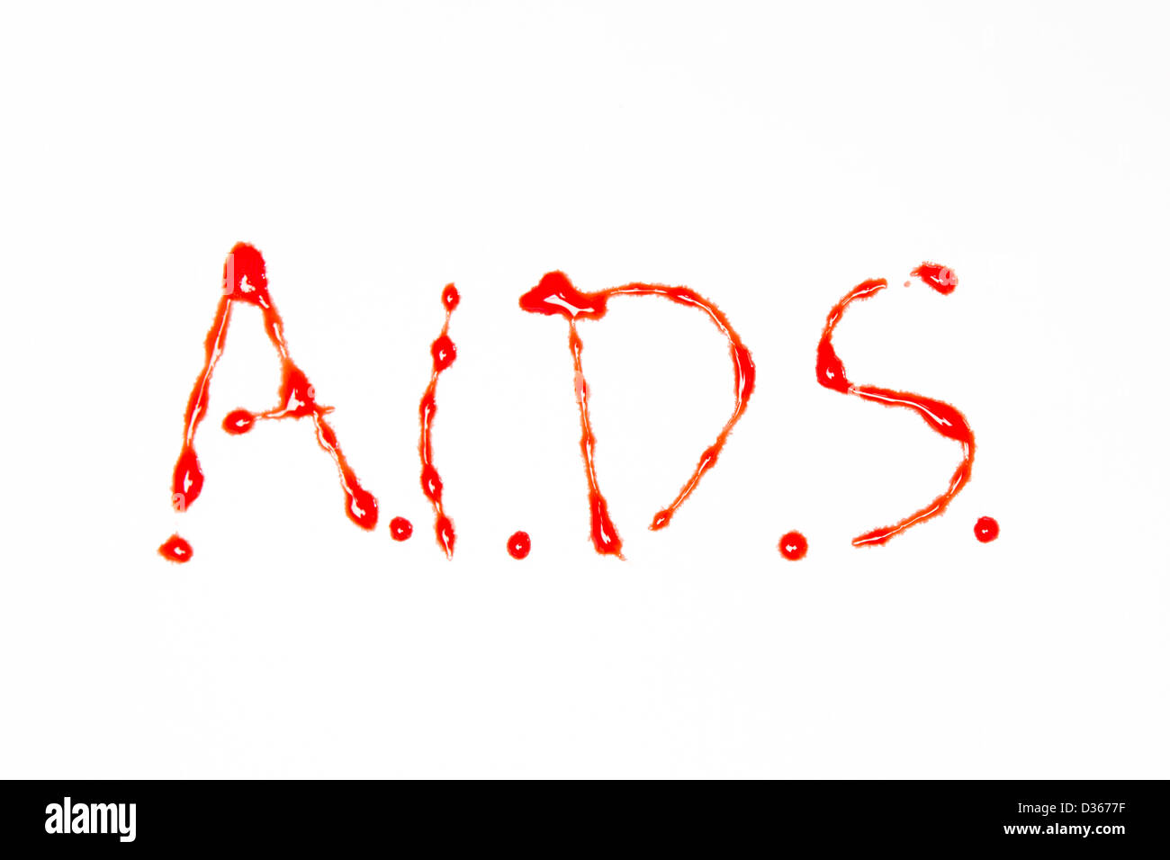 Aids spelled out in blood Stock Photo