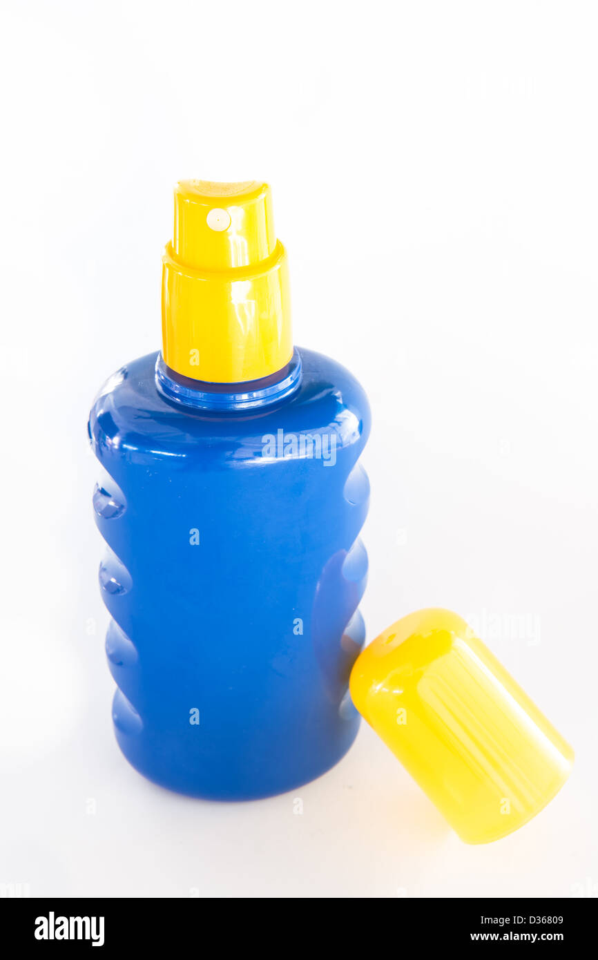 Bottle of sun lotion Stock Photo