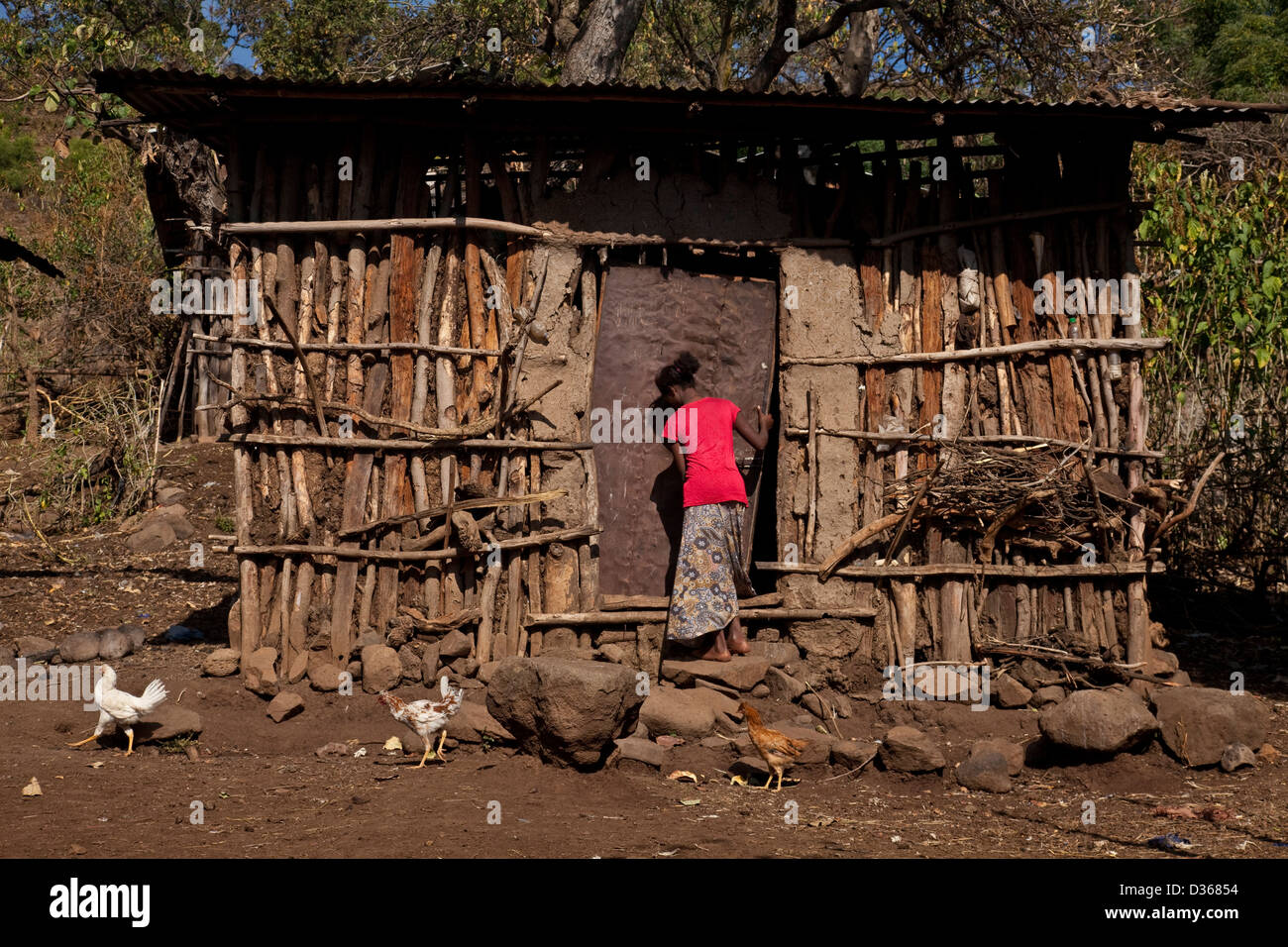 Typical Ethiopian house in a village, near Bahir Dar, Ethiopia Stock Photo