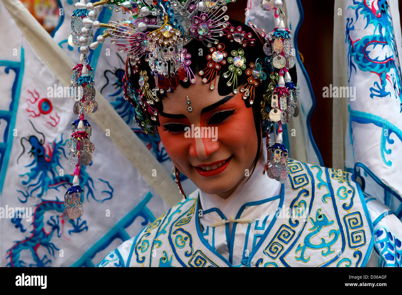 Bangkok, Thailand  11th February 2013. traditional Chinese opera performer,  Chinese new year festival, Bangkok Credit:  Kraig Lieb / Alamy Live News Stock Photo