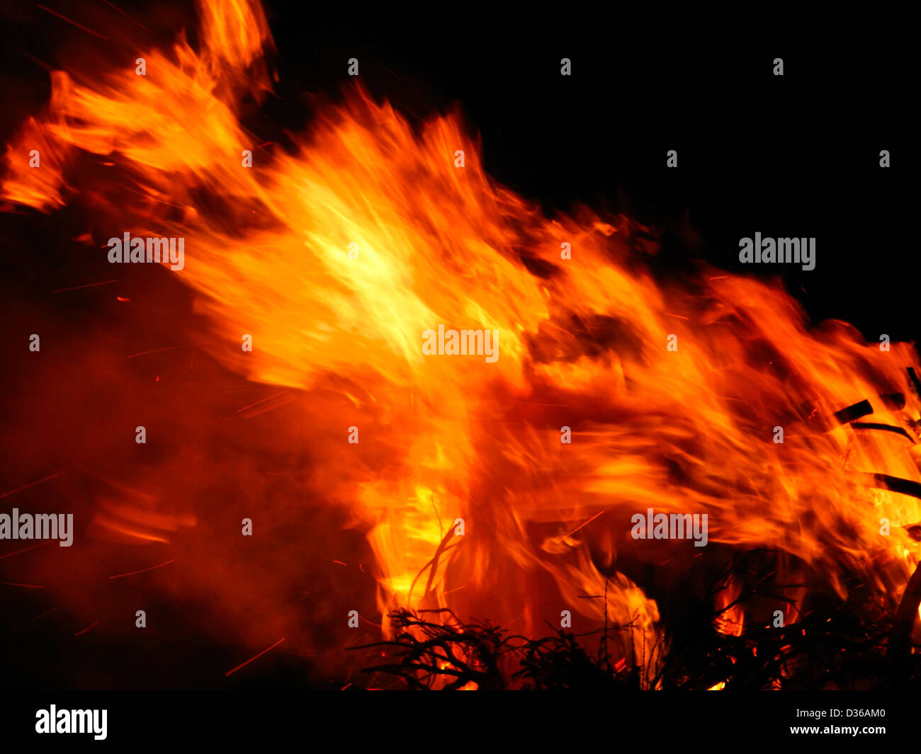 Flames fire burning conflagration inferno flame Stock Photo