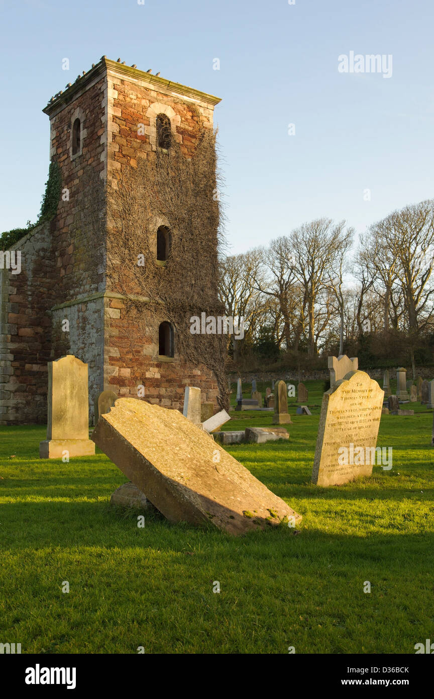 The ruin of the old parish kirk (church) and graveyard in North Berwick, East Lothian, Scotland. Stock Photo