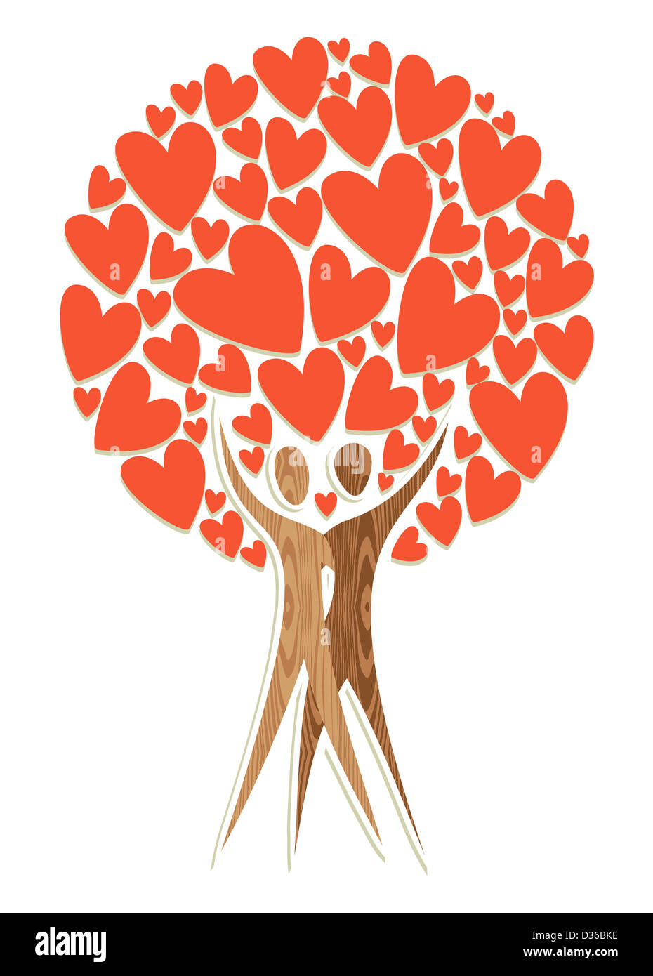Valentine day couple tree of love isolated over white. Vector ...