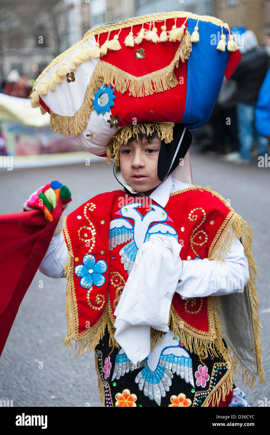 A performer in traditional costume at the Chinese New Year Celebrations and parade 2013 London UK Stock Photo