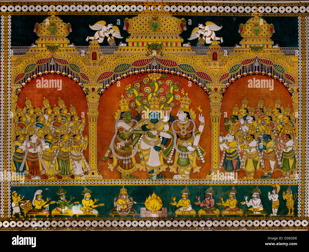 Painting in the Sri Meenakshi Amman Temple Hindu ( dedicated to Parvati -  Meenakshi- Shiva- Sundareswarar ) Madurai India Stock Photo - Alamy