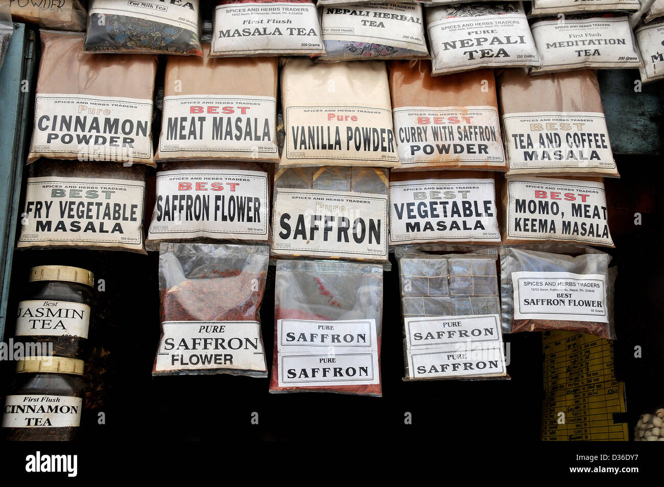 spices and herbs traders spice shop Kathmandu Nepal Stock Photo Alamy