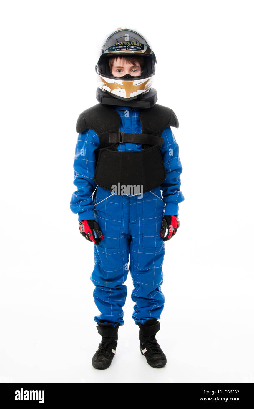 Child Wearing Motorsport Protective Clothing Stock Photo Alamy