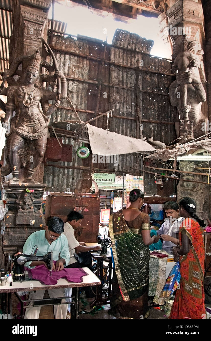 Tailor opposite the Sri Meenakshi Amman Temple in Madurai India Indian Tamil Nadu Town City Center Stock Photo