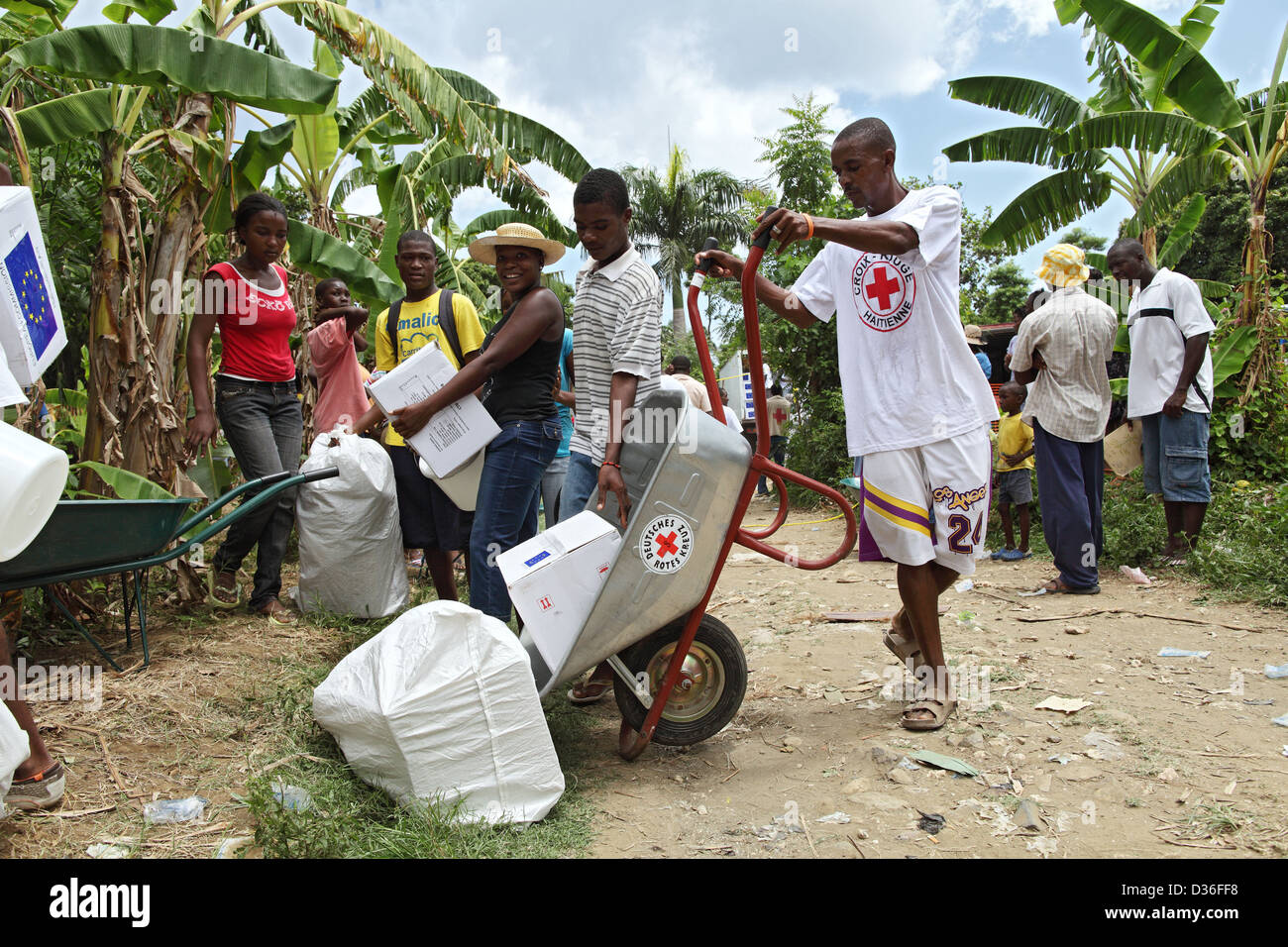 Leogane, Haiti, volunteer at an auxiliary cargo trains distribution for