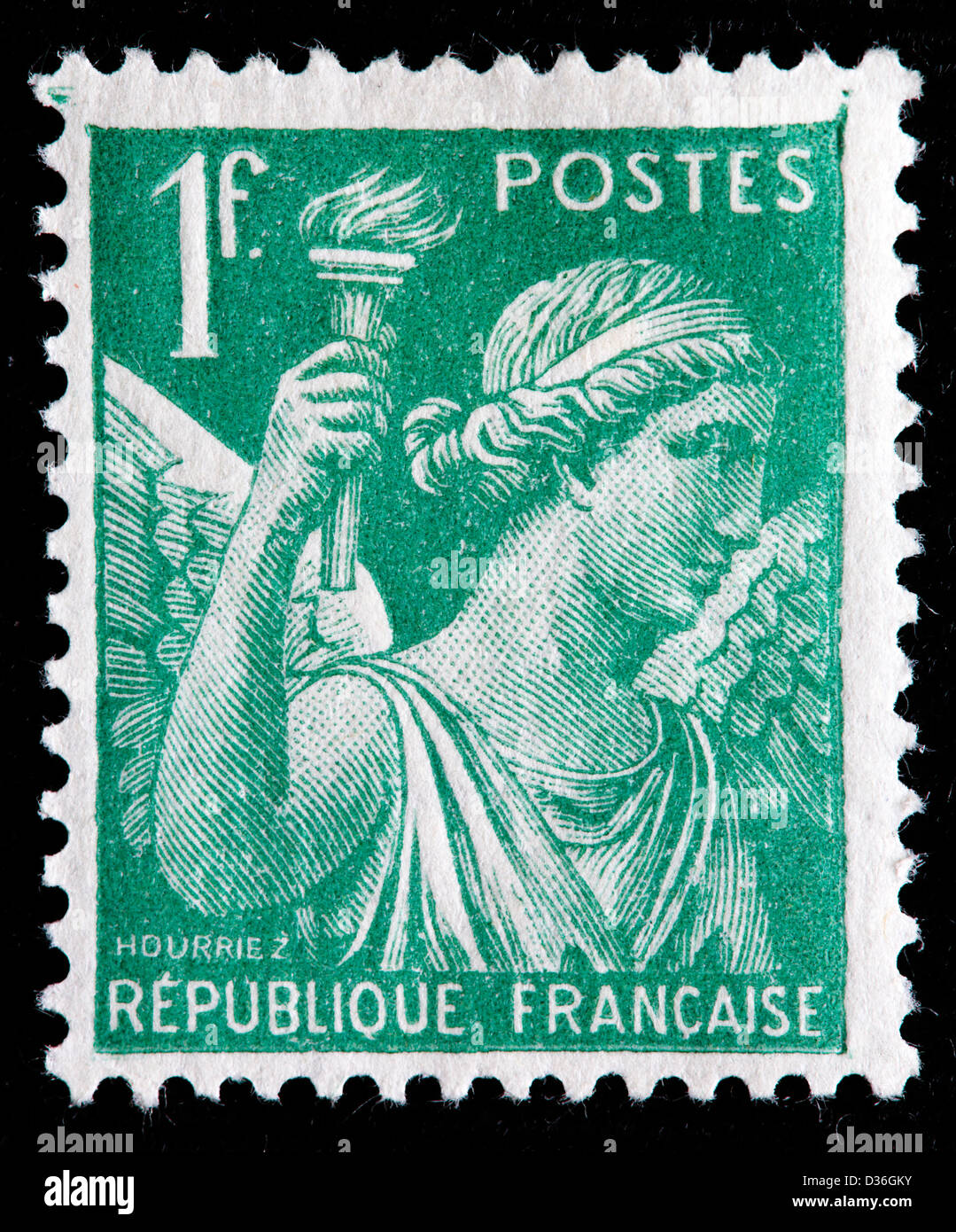 Iris, postage stamp, France, 1939 Stock Photo