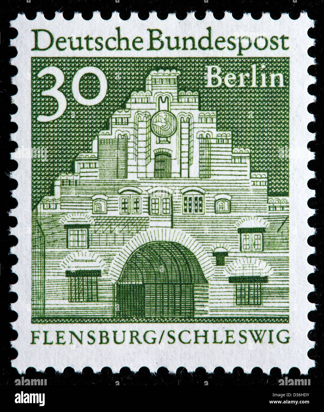 Nordertor, Flensburg, Schleswig-Holstein, postage stamp, Germany, 1966 Stock Photo
