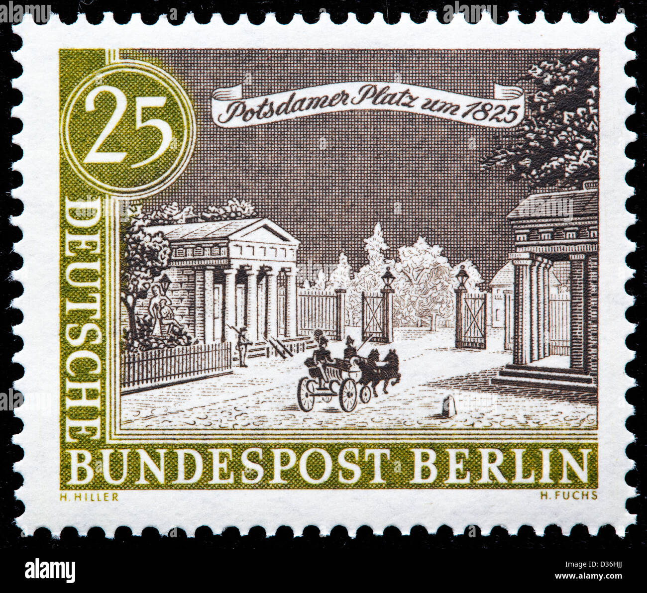 Potsdam Square, 1825, postage stamp, Germany, 1962 Stock Photo