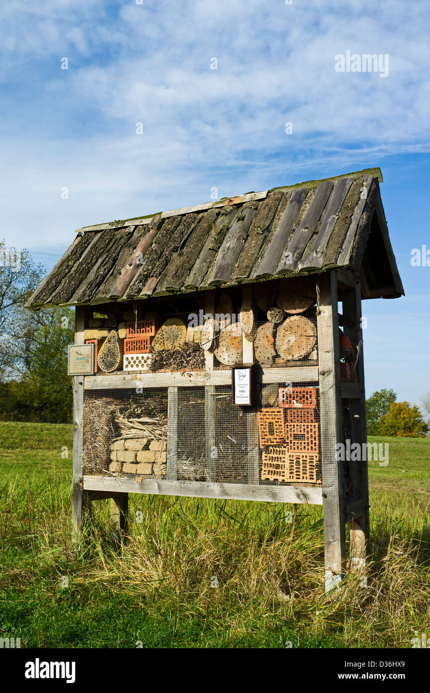 Insect hotel, Popelau, Amt Neuhaus, Lower Saxony, Germany, Europe Stock Photo