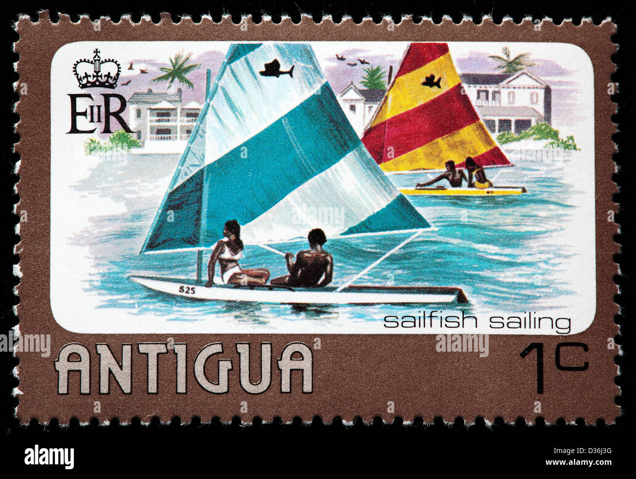 Sailfish sailing, postage stamp, Antigua, 1976 Stock Photo Alamy