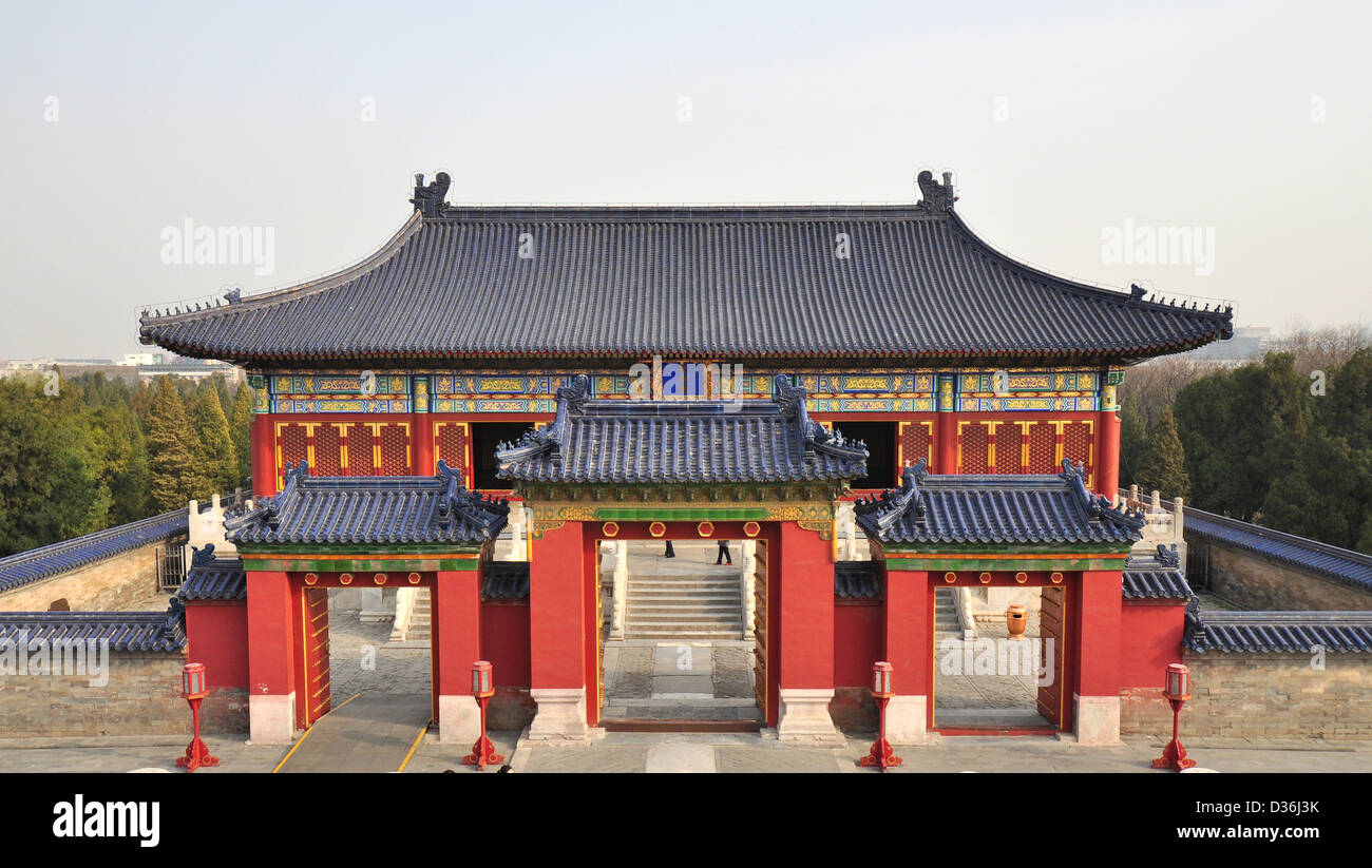 Gate to Imperial Hall of Heaven in the Temple of Heaven Compound - Beijing, China Stock Photo