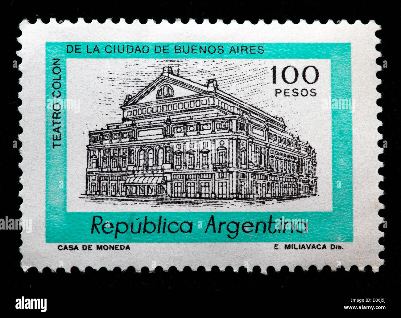 Colon Theatre, Buenos Aires, postage stamp, Argentina Stock Photo