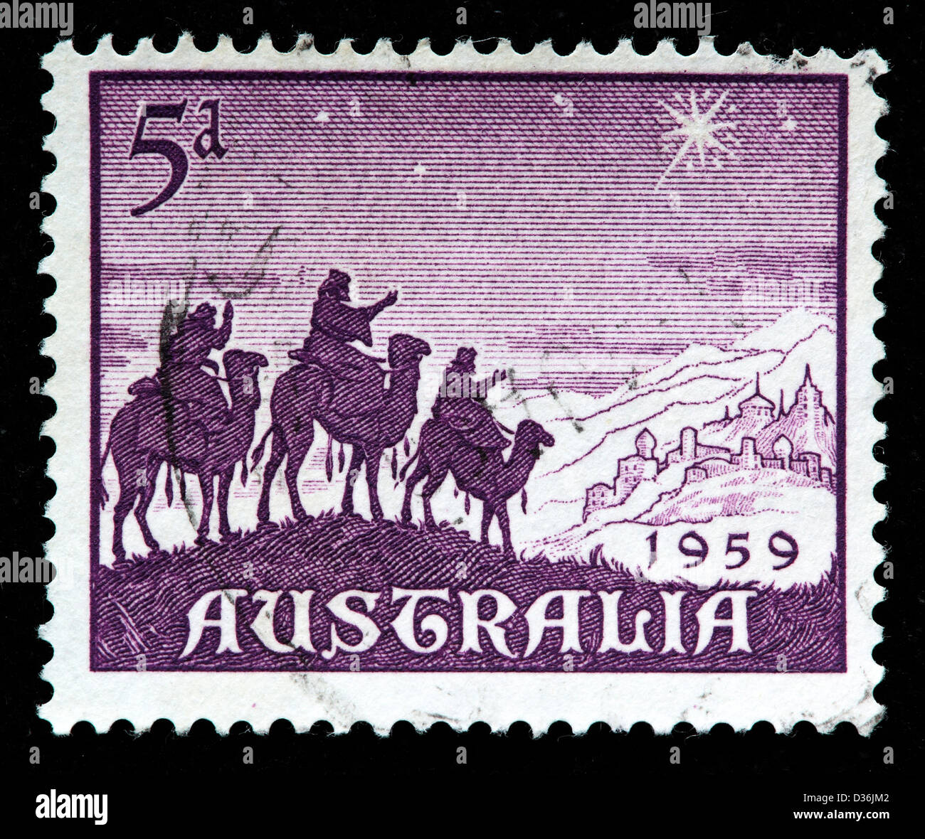 Approach of the Magi, postage stamp, Australia, 1959 Stock Photo