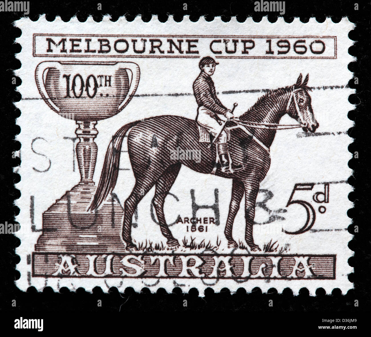 Melbourne Cup, postage stamp, Australia, 1960 Stock Photo Alamy