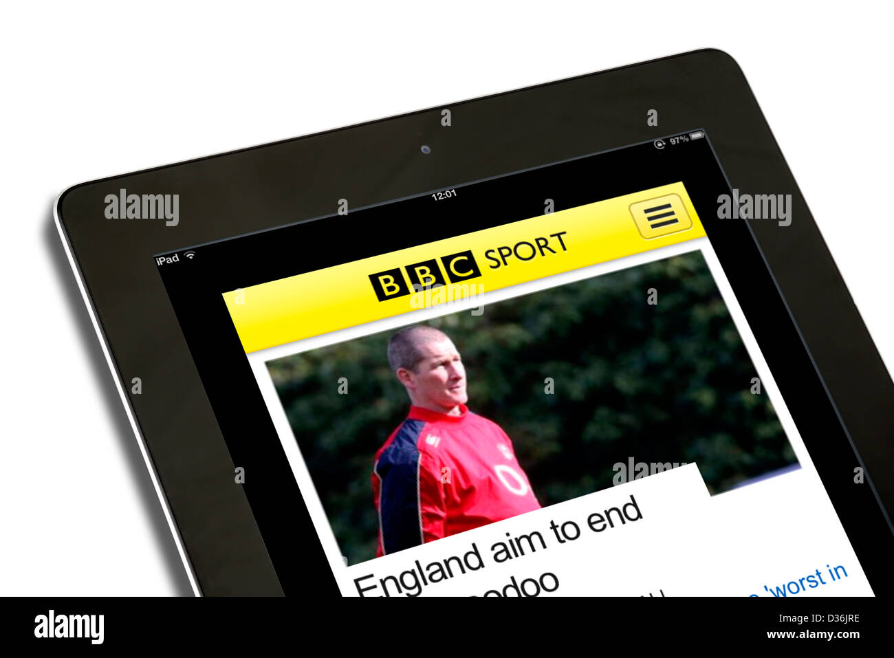 The BBC Sport mobile app on a 4th generation Apple iPad Stock Photo