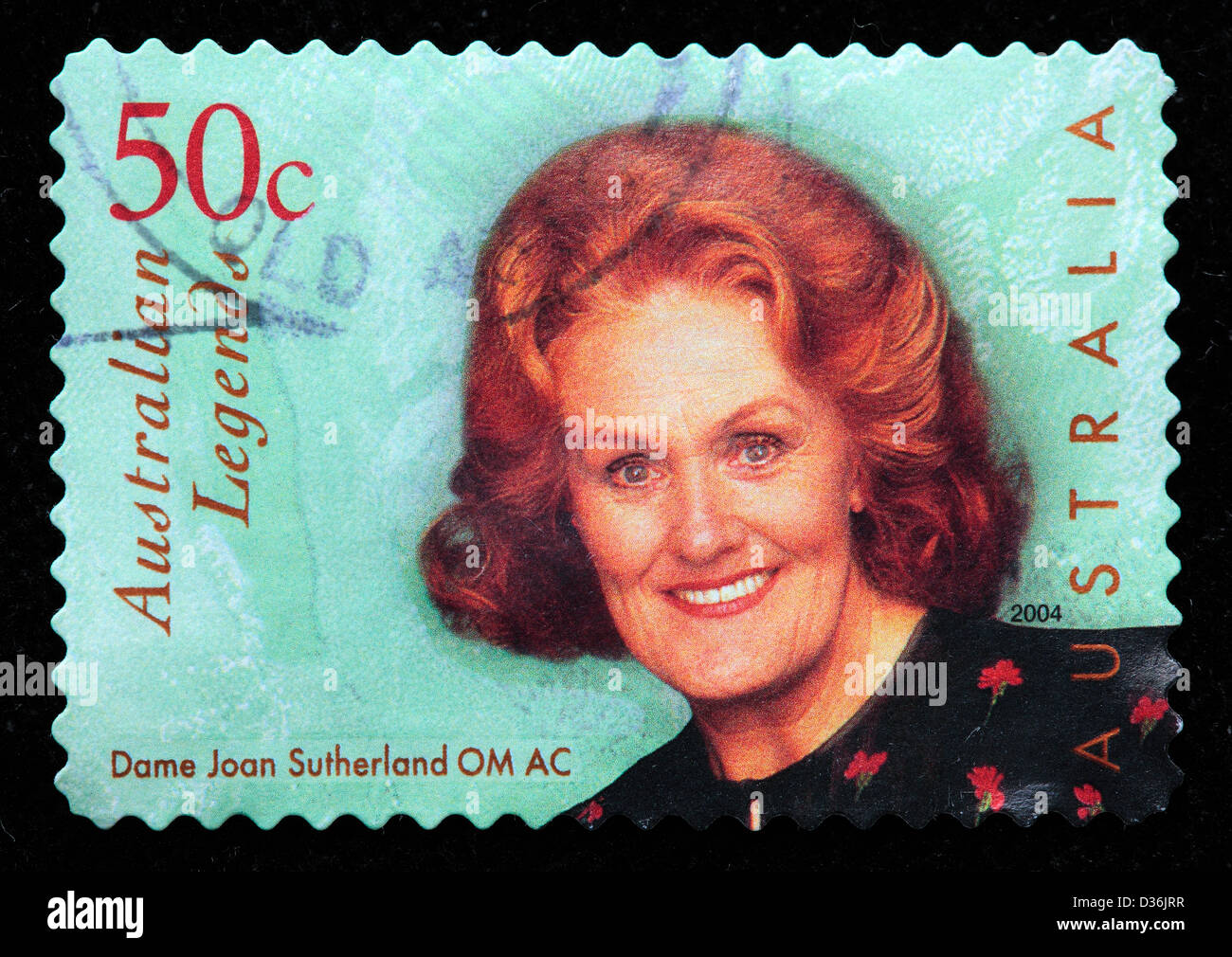 Dame Joan Sutherland, opera singer, postage stamp, Australia, 2004 Stock Photo
