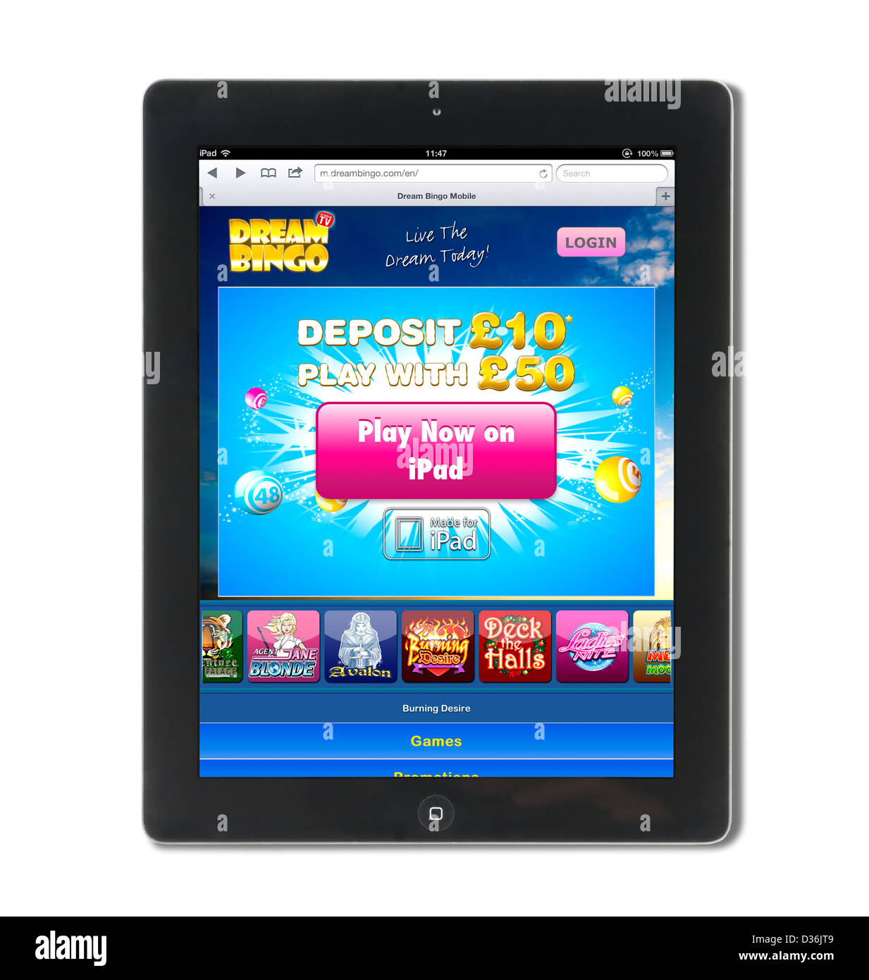 Dream Bingo on a 4th generation Apple iPad, UK Stock Photo