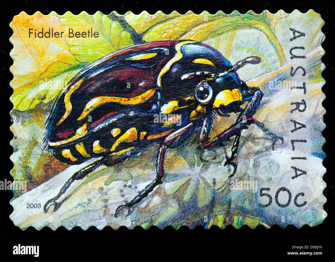 Fiddler beetle, postage stamp, Australia, 2003 Stock Photo