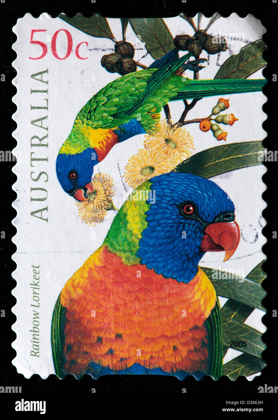 Rainbow Lorikeet, postage stamp, Australia, 2005 Stock Photo
