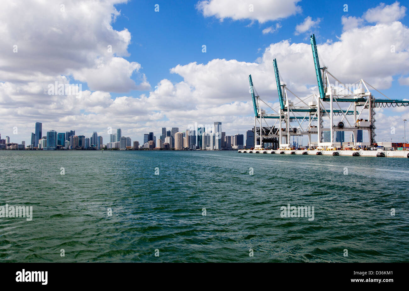 Miami Skyline and Port of Miami, USA Stock Photo
