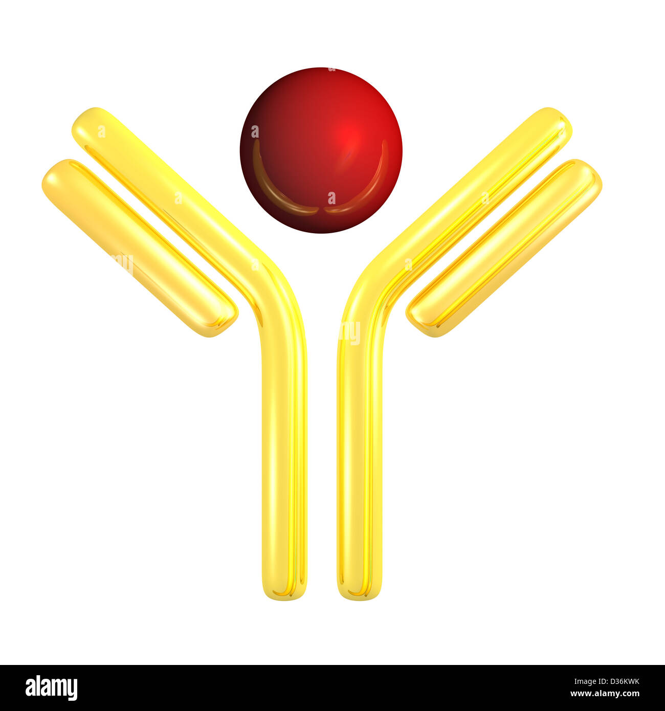 golden antibody symbol with antigen for pharmacy related design Stock Photo