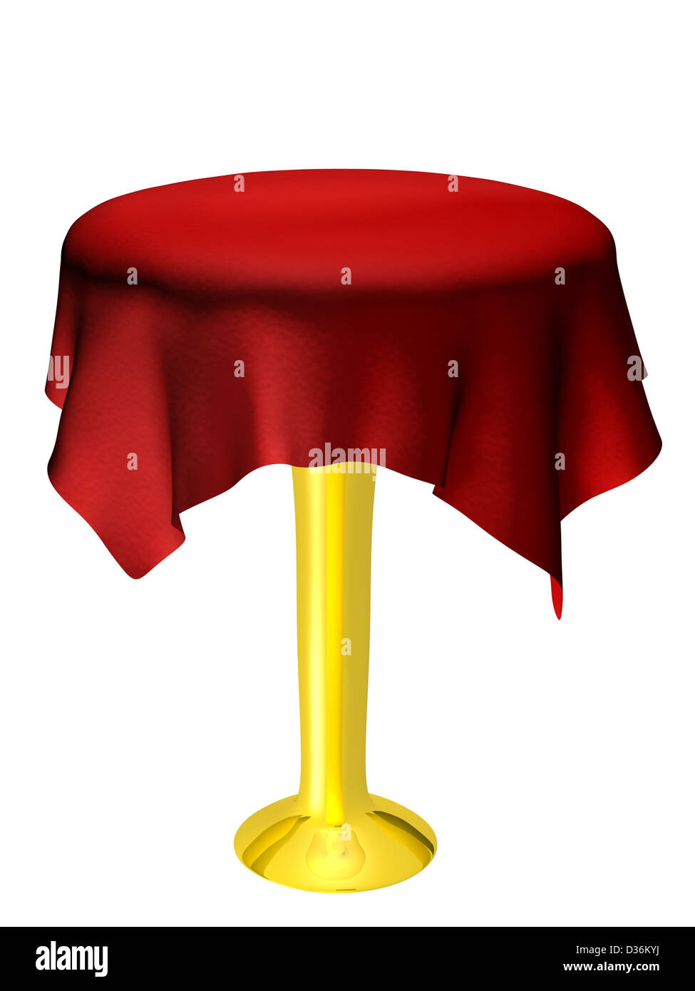 3d rendered empty table with red tablecloth Stock Photo Alamy