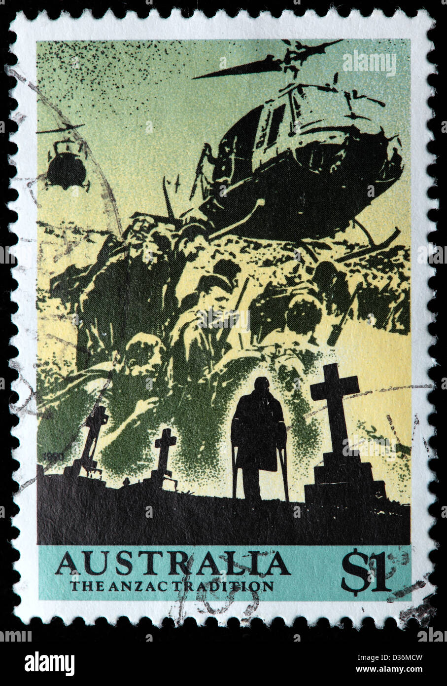 ANZAC (Australian and New Zealand Army Corps) tradition, postage stamp, Australia, 1990 Stock Photo