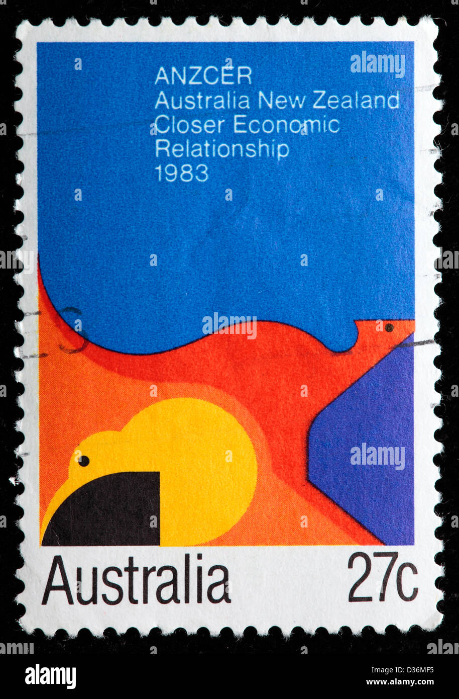 Australia New Zealand Closer Economic Relationship, postage stamp, Australia, 1983 Stock Photo