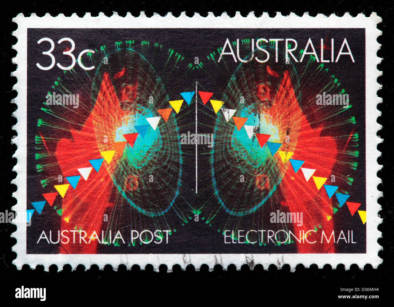 Electronic mail, postage stamp, Australia, 1985 Stock Photo