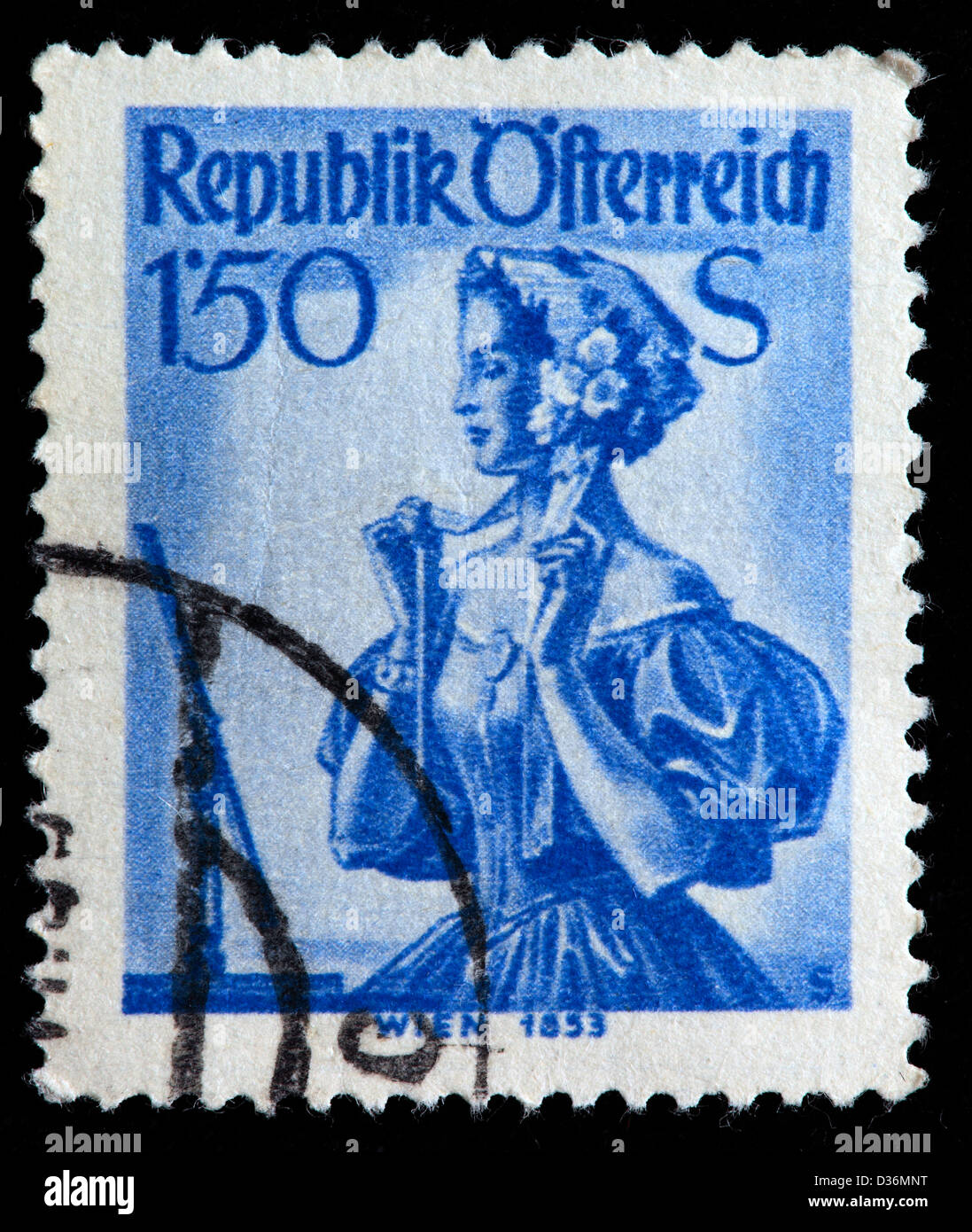 Vienna costume, postage stamp, Austria, 1948 Stock Photo