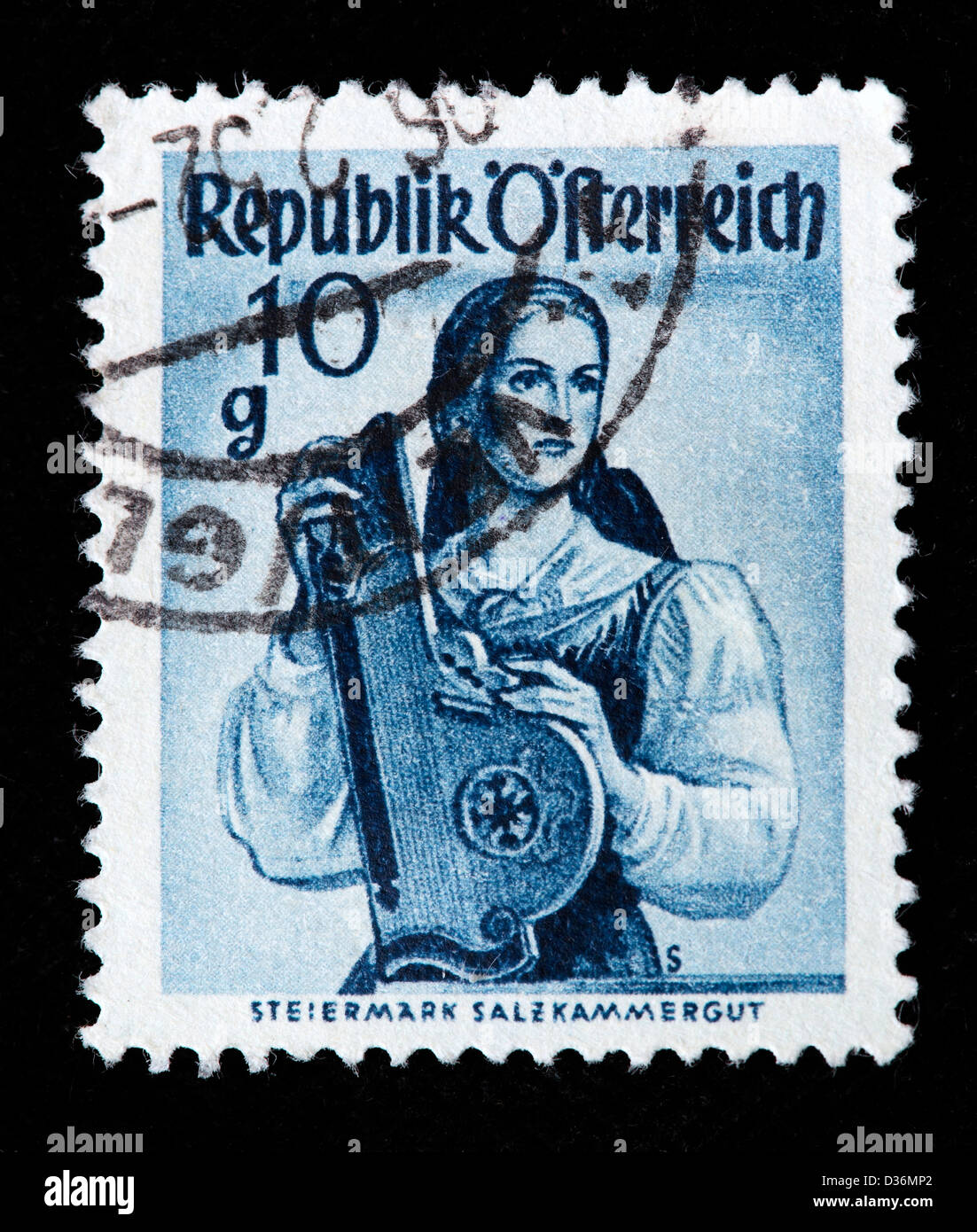 Styria, Salzkammergut costume, postage stamp, Austria, 1948 Stock Photo