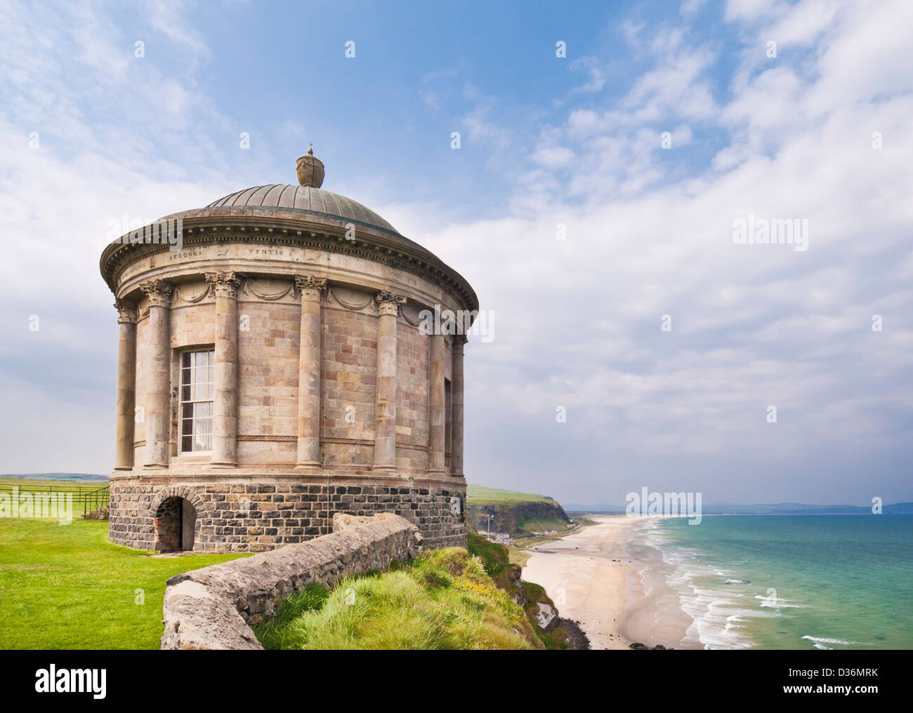 The Mussenden temple perched on a cliff edge is part of the Downhill estate County Londonderry Northern Ireland GB UK EU Europe Stock Photo